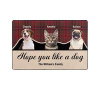 Paillasson personnalisé avec photo pour animal de compagnie - Bienvenue dans notre maison - Tapis d'entrée d'intérieur amusant pour animaux de compagnie - Cadeau pour les amoureux des animaux de