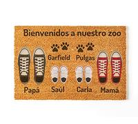Paillasson Personnalisé pour l' Entrée | Paillasson Personnalisable & Original Famille | 70 x 40cm | Tapis Personnalisable Entrée | Composé à 100% de Fibres de Coco | Famille 4 + 2 Chiens