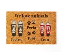 Paillasson personnalisé pour l'entrée de la maison | Personnalisez votre paillasson avec toute la famille | Idéal comme cadeau | 70 x 40 cm | Paillasson original et amusant en 100 % fibre de coco |