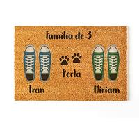 Paillasson personnalisé pour l'entrée de la Maison | Personnalisez Votre paillasson avec Toute Votre Famille | 70 x 40 cm | Tapis Originaux et drôles en 100% Fibre de Coco | Couple + Animal