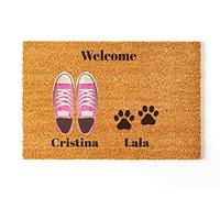 Paillasson personnalisé pour l'entrée de la Maison | Personnalisez Votre paillasson avec Votre Chien ou Chat | 70 x 40 cm | Paillasson Original | Drôle en 100% Fibre de Coco - 1 + 1 Animal