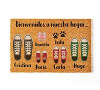 Paillasson personnalisé pour l'entrée de la maison, personnalisez votre tapis avec toute votre famille et vos animaux de compagnie, 70 x 40 cm, paillassons originaux et amusants en 100 % fibre de coco