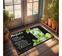 Paillasson personnalisé pour porte d'entrée Recette de mojito frais : un mélange zesté de menthe, de citron vert et de douceur Paillasson extérieur Décoration d'automne (65 x 90 cm)