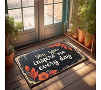 Paillasson personnalisé pour porte d'entrée « You Inspire Me Every Day » avec citation florale - Paillasson d'extérieur - Décoration d'automne (40 x 60 cm)
