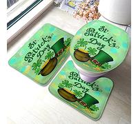 Paillasson Pièces d'or De La Saint-Patrick, Herbe Verte Résistant Paillassons Facile À Nettoyer Tapis De Porte pour Tapis De Bain + Contour + Couvercle De Toilette 3 Piece Set