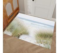 Paillasson Plages Dunes Végétation - 50 x 80 cm - Antidérapant - Lavable - Tapis Ultra Doux - Paysages Côtiers Nordiques - Tapis D'intérieur à Poils Courts Pour Orte Avant Et Arriè Entrée, Jaune-Vert