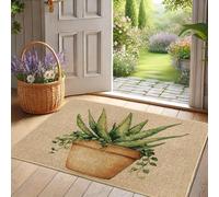 Paillasson plante à l'aloe vera, paillasson botanique vert pour toutes saisons, décoration rustique, tapis d'entrée intérieur et extérieur, antidérapant, absorbant, facile d'entretien, 73,6 x 43,2 cm