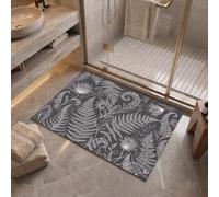 Paillasson Plantes Tropicales 3D, Décoration Fête pour Intérieur et Extérieur, Gris Anthracite | Tapis de Porte Feuilles Fleurs Fougère, Antidérapant, Absorbant pour Porte d'Entrée, Cuisine, Porche