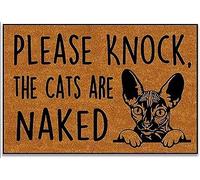 Paillasson Please Knock The Cats are Nakede Paillassons Lavable en Machine Tapis D'Entrée Absorbant Tapis De Porte pour Balcon Couloir Cour 40X60 Cm