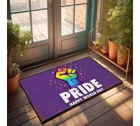 Paillasson pour dortoir avec poing levant la fierté : Happy World Day Celebration Paillasson décoration de chambre d'adolescent Tapis de bienvenue pour salle de classe (50 x 80 cm)