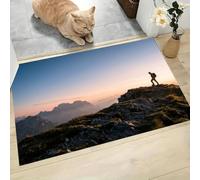 Paillasson pour Extérieur et Intérieur, Aventure En Plein Air, 50x80cm Tapis Flannel avec, Sommet De Montagne Randonnée, Paillasson Imperméable et Antidérapant pour Porte Terrasse, Gris Violet