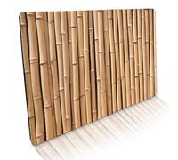 Paillasson pour l'intérieur et l'extérieur - 50 x 70 cm - Plat et antidérapant - Aspect bambou clair - Tapis de porte lavable pour des chaussures propres et une entrée moderne et élégante