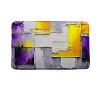 Paillasson Purple Burnt Yellow Purple Gray Abstract Brushstrokes Painting Modern Art Paillassons Interieur Facile À Nettoyer Tapis De Porte Absorbant pour Couloir Balcon Cour 40X60 CM