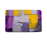 Paillasson Purple Yellow Burnt Yellow Purple Pink Abstract Brushstrokes Painting Modern Art Tapis De Porte Lavable en Machine Paillassons Résistant pour Jardin Cour Couloir 40X60 CM