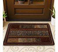Paillasson rayé avec imprimé cheval marron pour décoration extérieure et intérieure, tapis de sol antidérapant, résistant à la poussière, facile à nettoyer, 73,7 x 43,2 cm