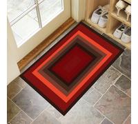 Paillasson Rectangle et carré - 45 x 75 cm - avec Dos en TRP antidérapant - Tapis d'entrée - Résumé Moderne - Lavable - pour l'intérieur et l'extérieur - Rouge foncé