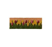 Paillasson rectangulaire à imprimé tulipes en fibre de coco - Multicolore - L 75,3 x l 25,3 cm
