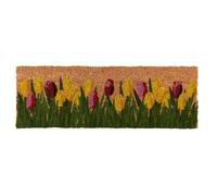 Paillasson rectangulaire à imprimé tulipes en fibre de coco - Multicolore - L 75,3 x l 25,3 cm