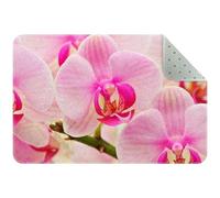Paillasson rectangulaire antidérapant pour intérieur ou extérieur, 80 x 50 cm, motif fleurs d'orchidées roses