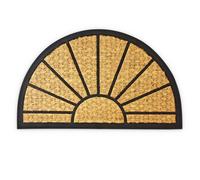 Relaxdays Paillasson fibres de coco Tapis de sol porte d’entrée forme demi-lune 75 x 45 cm dessous antidérapant caoutchouc PVC essuie-pieds saleté intérieur extérieur, marron