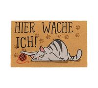 Paillasson Relaxdays en Coco 60 x 40, Tapis de Porte. Ici, Je Veille, antidérapant, résistant aux intempéries, Naturel.