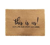 Paillasson Relaxdays en Coco, This is US, 60 x 40 cm, antidérapant, résistant aux intempéries, Naturel