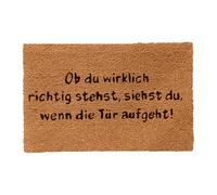 Paillasson Relaxdays en Fibre de Coco, Inscription Humoristique, 60 x 40 cm, antidérapant, Nature/Noir