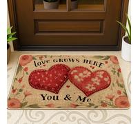 Paillasson romantique rustique avec fleurs et feuilles - Lavable - Profil bas - Décoration d'intérieur pour entrée, extérieur, porche, balcon - 73,6 x 43,2 cm