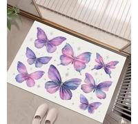 Paillasson Rose Clair Aquarelle Onirique Éléments Papillon Étoiles Argentées Tapis De Porte Résistant Doux À Poil Ras Paillasson Interieur Facile Nettoyer Tapis D'Entrée Pour Salon Couloir 90 X 150 Cm