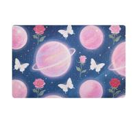 Paillasson rose romantique PlanetWelcome pour intérieur et extérieur, 81,3 x 50,8 cm, envers en caoutchouc antidérapant, absorbant pour la maison, la ferme, la cuisine, la terrasse