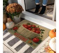 Paillasson rustique en forme de panier de fruits d'automne pour intérieur et extérieur, imperméable, antidérapant, contrôle de la poussière, entretien facile, 73,7 x 43,2 cm
