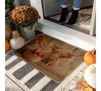 Paillasson rustique en forme de vache des Highlands marron pour décoration d'automne, antidérapant, résistant à l'eau, facile à nettoyer pour une utilisation en intérieur et en extérieur, 73,6 x 43,2