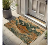 Paillasson temple chinois, tapis de porte multicolore pour entrée extérieure et intérieure, décoration traditionnelle, caoutchouc imperméable, antidérapant, absorbant la poussière, facile à nettoyer