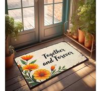 Paillasson Thankful avec inscription « Together And Forever » - Motif floral - Décoration de bar - 65 x 90 cm
