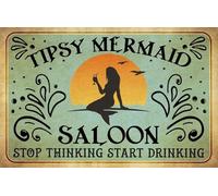 Paillasson Tipsy Saloon Arrêtez De Penser, Commencez À Boire Décoratif Paillasson Interieur Facile À Nettoyer Paillassons Interieur pour Cour Exterieur Couloir 40X60 CM