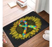 Paillasson tournesol pour la sensibilisation au cancer et à l'autisme - Tapis d'entrée extérieur antidérapant et anti-salissures, paillasson d'entrée intérieur et extérieur à profil bas (24 x 16 po)