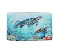 Paillasson Turtle Animal Sea Turtle Coral Tropical Fish Underwater World Nautical Marine Paillassons Interieur Facile À Nettoyer Tapis D'Entrée Lavable en Machine pour Exterieur Couloir Jardin 40