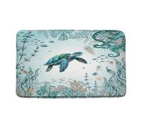 Paillasson Turtle Animal Sea Turtle Coral Tropical Fish Underwater World Nautical Marine Tapis D'Entrée Lavable en Machine Paillassons Interieur Absorbant pour Jardin Exterieur Balcon 40X60 CM