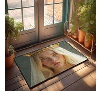 Paillasson unique pour entrée intérieure, couronne dorée, visage serein, beauté royale, tapis de sol d'automne pour décoration de chambre d'homme (65 x 90 cm)