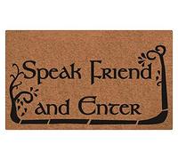 Paillasson universel pour intérieur et extérieur Inscription « Speak Friend And Enter » Marron 60 x 40 cm