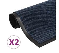 Droogloopmatten 2 st rechthoekig getuft 60x90 cm blauw3051608