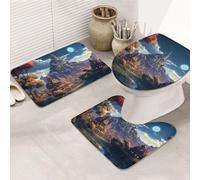 Paillasson Ville Antidérapant Bathroom Rugs Absorbant Tapis De Porte pour Tapis De Bain + Contour + Couvercle De Toilette 3 Piece Set