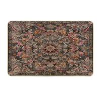 Paillasson vintage à motif floral gris foncé traditionnel pour décoration d'entrée extérieure printanière, caoutchouc naturel, imperméable, antidérapant, facile à nettoyer, 43,2 x 73,7 cm