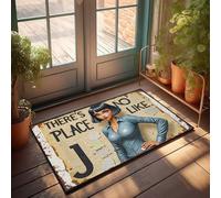 Paillasson vintage amusant avec inscription « There 'S No Place Like Home » - Tapis de bienvenue d'automne pour porte d'entrée, décoration de sous-sol (40 x 60 cm)