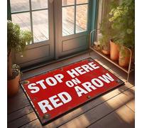 Paillasson vintage avec inscription « Stop Here On Red Arrow » pour chaussures par Door Man Cave Accessories (65 x 90 cm)