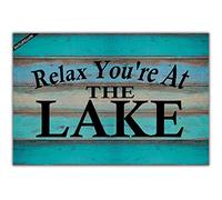 Paillasson Vintage Country Wooden Design Relax You're at The Lake Funny Interieur Facile À Nettoyer Paillassons Lavable en Machine Tapis D'Entrée pour Couloir Exterieur Balcon 40X60 CM