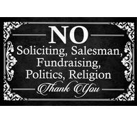 Paillasson Vintage Pas De Démarchage Vendeur Collecte De Fonds Politique Religion Merci Tapis D'Entrée Absorbant Paillassons Interieur pour Exterieur Cour Balcon 40X60 CM