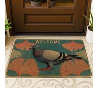 Paillasson vintage pigeon vert pour une utilisation en extérieur et en intérieur, décoration d'intérieur rustique, antidérapant, facile à nettoyer, 73,7 x 43,2 cm