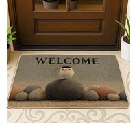 Paillasson Welcome Bird et pierre, ton terreux, tapis d'extérieur et d'intérieur pour décoration saisonnière, caoutchouc antidérapant, résistant à la poussière, facile à nettoyer, 73,6 x 43,2 cm