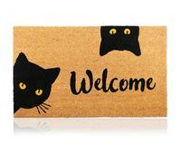 Paillasson Welcome Chats en Fibre de Coco - 70x40cm - Tapis de Porte de Bienvenue, Surface Antidérapante PVC & Fibre de Coco - Entrée Maison, Couloirs, Portes-Accessoires Maison-Original & Minimaliste